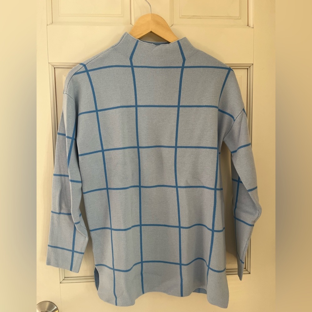 Loft Windowpane Mock Neck Tunic Sweater